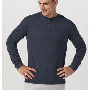 Vuori Size L Henley Shirt Long Sleeve Black